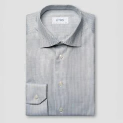 Beige Micro Check Cotton Tencel™ Lyocell Slim Fit Shirt - ETON