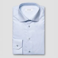 Light Blue Semi-Solid Supima 120 Piqué Slim Fit Shirt - ETON