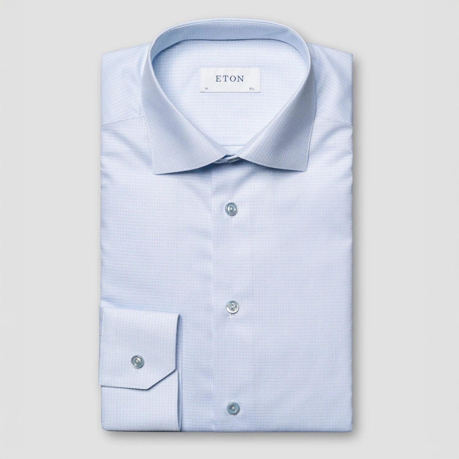 Light Blue Semi-Solid Supima 120 Piqué Slim Fit Shirt - ETON 3 Light Blue Semi-Solid Supima 120 Piqué Slim Fit Shirt - ETON