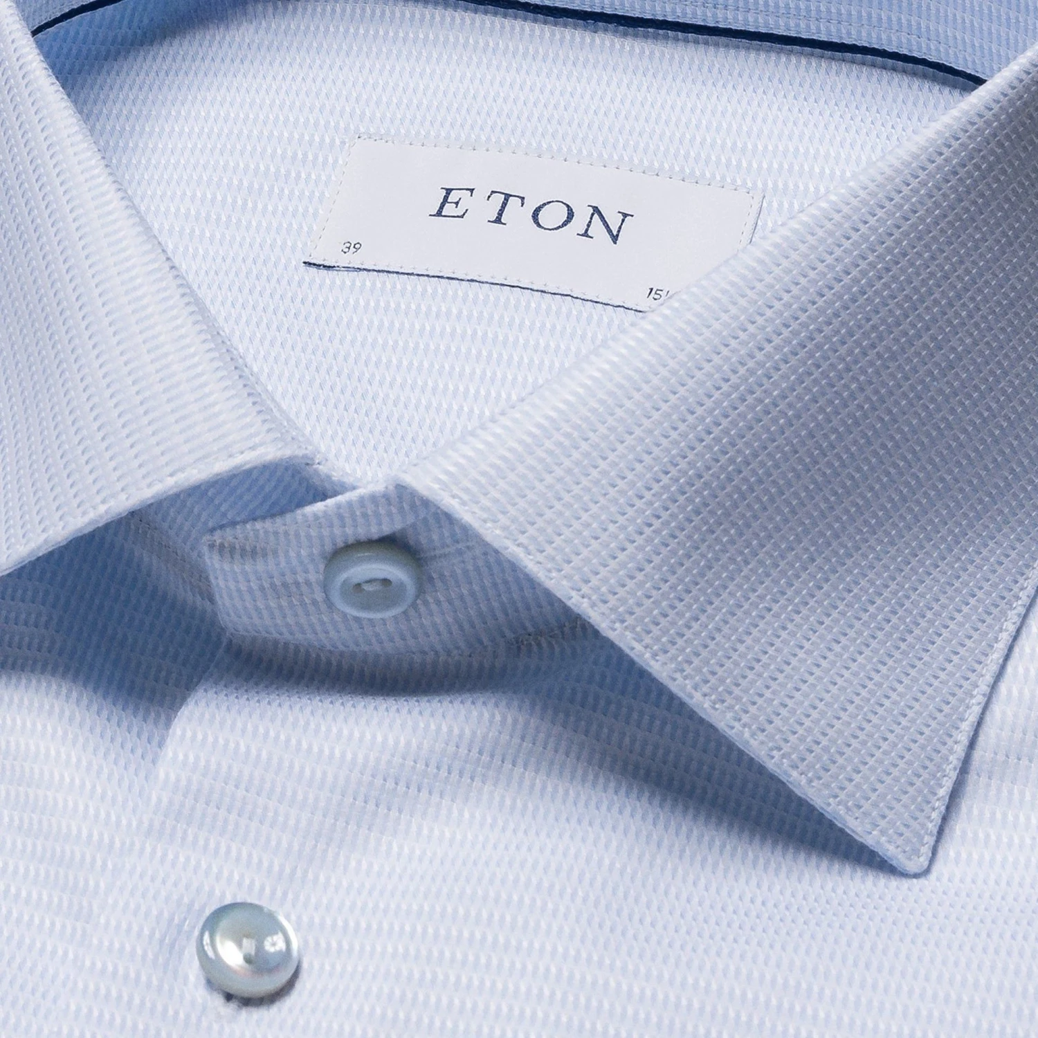 Light Blue Semi-Solid Supima 120 Piqué Slim Fit Shirt - ETON 5 Light Blue Semi-Solid Supima 120 Piqué Slim Fit Shirt - ETON - Image 3