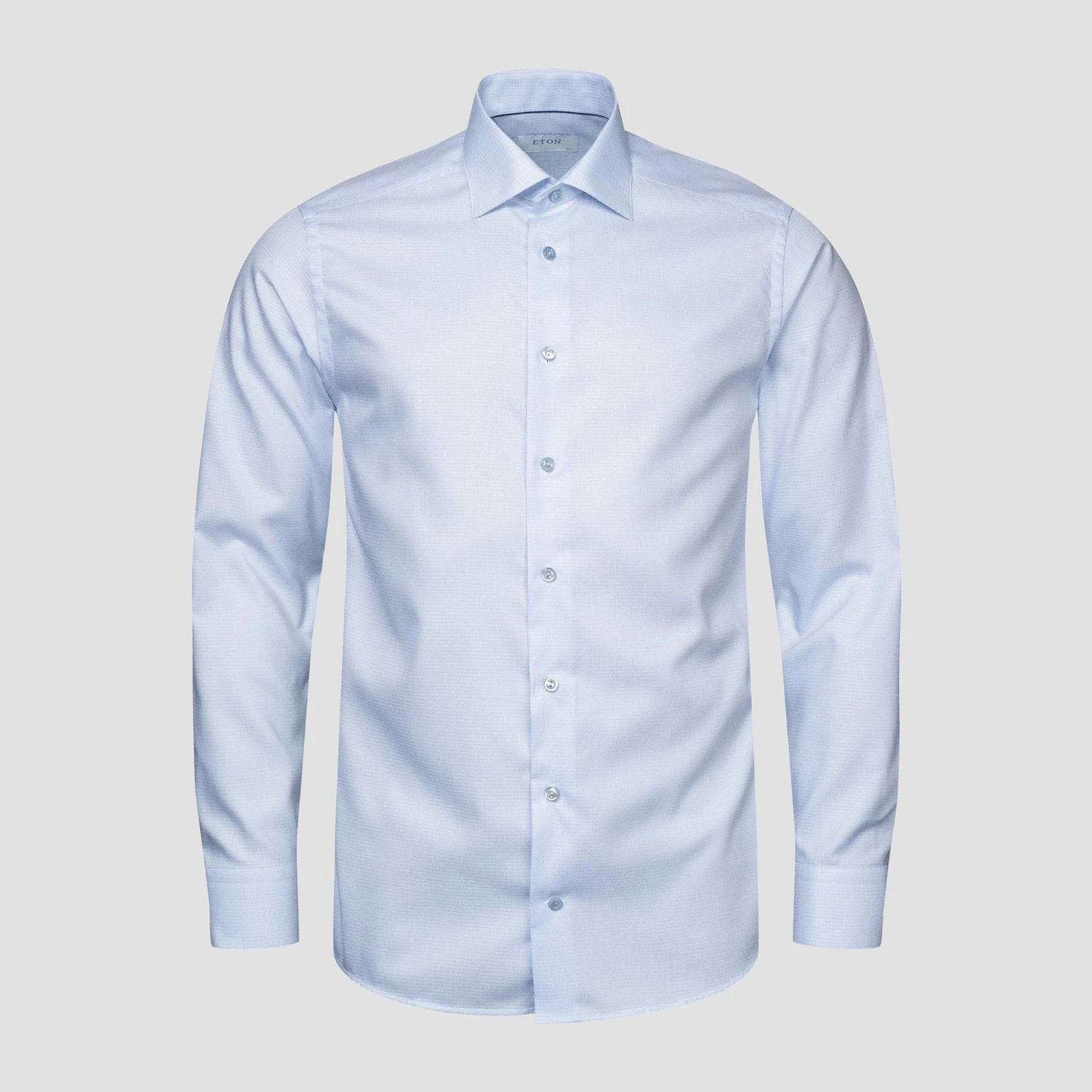 Light Blue Semi-Solid Supima 120 Piqué Slim Fit Shirt - ETON 4 Light Blue Semi-Solid Supima 120 Piqué Slim Fit Shirt - ETON - Image 2