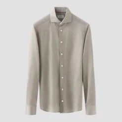 Pale Khaki Green Solid Filo Di Scozia Slim Fit Knitted Piqué Shirt - ETON 18 Pale Khaki Green Solid Filo Di Scozia Slim Fit Knitted Piqué Shirt - ETON -ETON Store 17349 415b673308 original