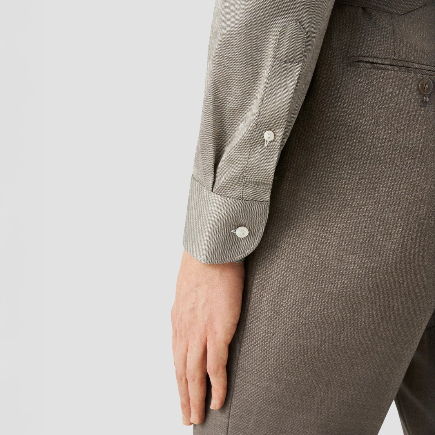 Pale Khaki Green Solid Filo Di Scozia Slim Fit Knitted Piqué Shirt - ETON 8 Pale Khaki Green Solid Filo Di Scozia Slim Fit Knitted Piqué Shirt - ETON - Image 6