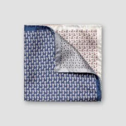 Mid-Blue Card Sharp Motif Four-Sided Silk Pocket Square - ETON