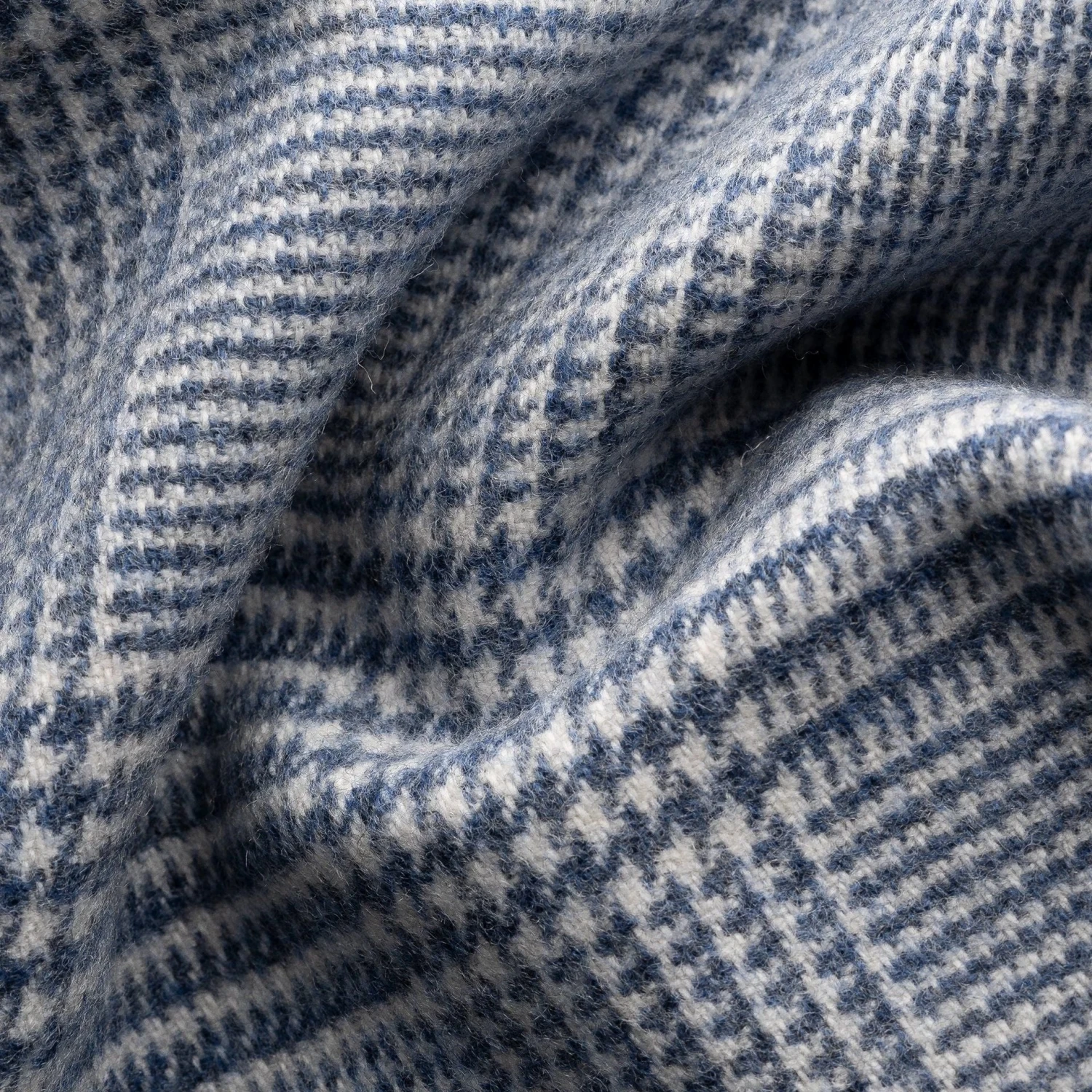 Mid-Blue Prince Of Wales Merino Wool Scarf - ETON 4 Mid-Blue Prince Of Wales Merino Wool Scarf - ETON - Image 2