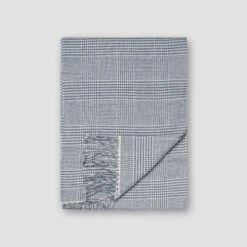 Mid-Blue Prince Of Wales Merino Wool Scarf - ETON