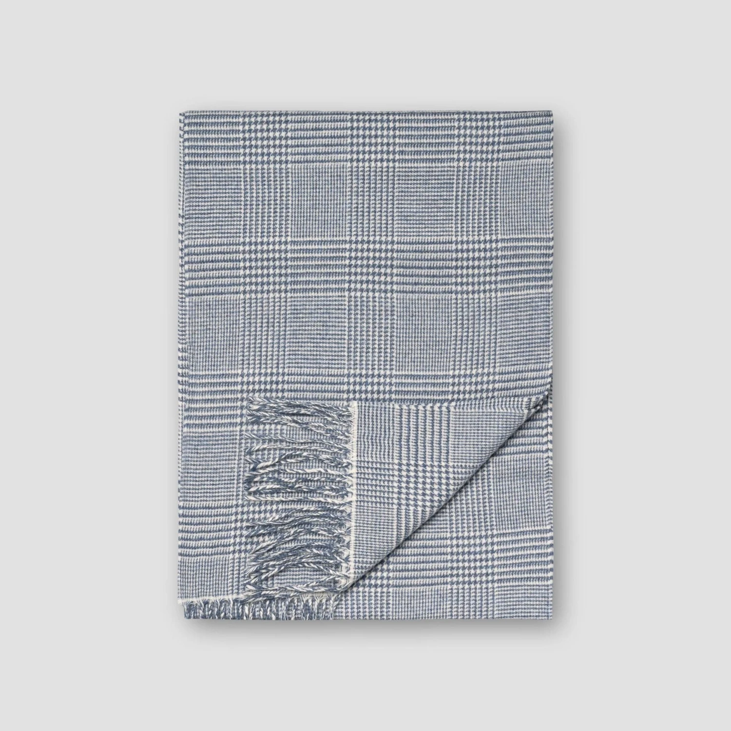 Mid-Blue Prince Of Wales Merino Wool Scarf - ETON 3 Mid-Blue Prince Of Wales Merino Wool Scarf - ETON