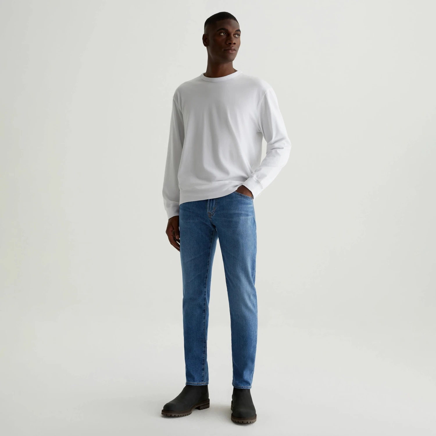 Tailor Mid-Blue Cotton-Lyocell Tellis Modern Slim Fit Japanese Denim - AG 3 Tailor Mid-Blue Cotton-Lyocell Tellis Modern Slim Fit Japanese Denim - AG