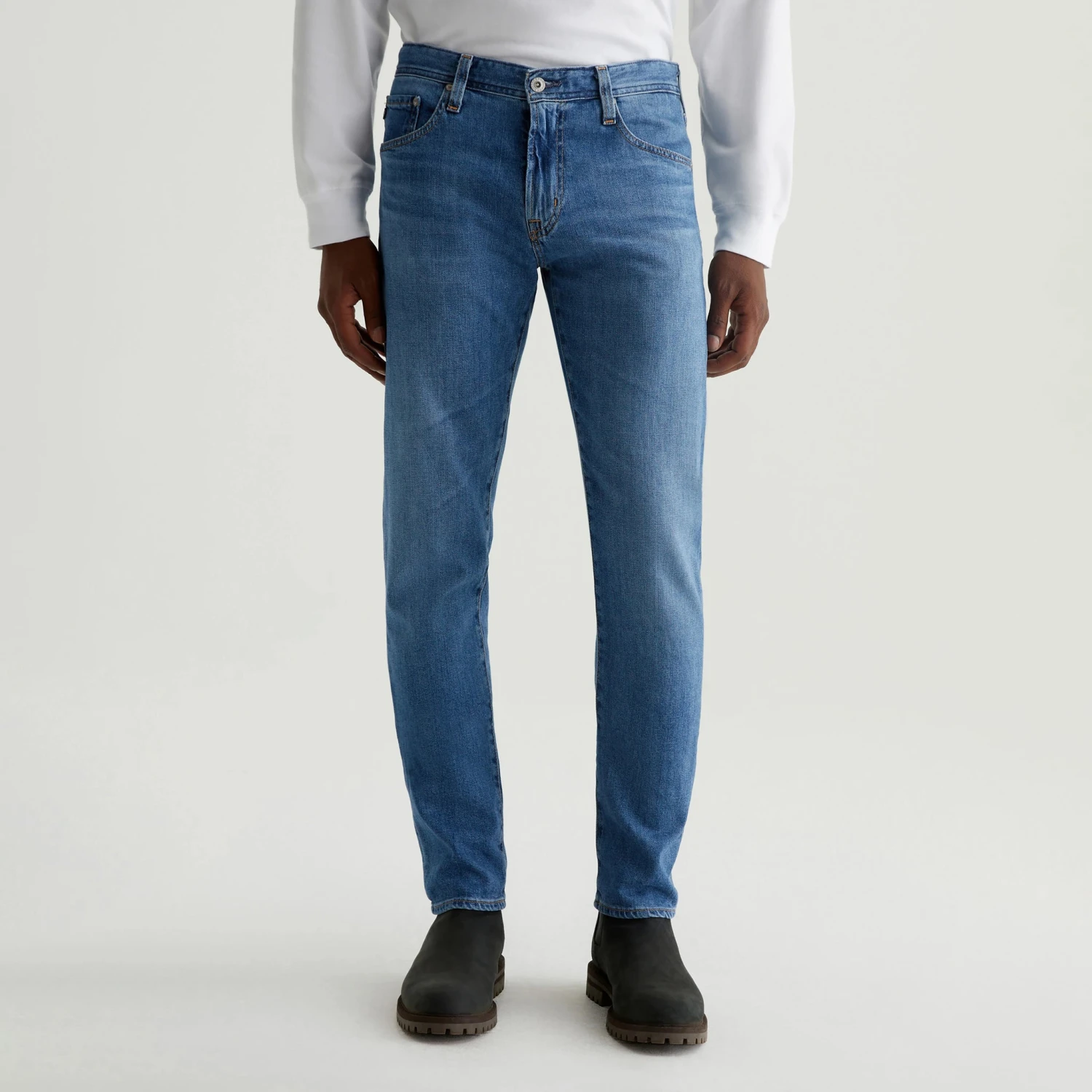 Tailor Mid-Blue Cotton-Lyocell Tellis Modern Slim Fit Japanese Denim - AG 4 Tailor Mid-Blue Cotton-Lyocell Tellis Modern Slim Fit Japanese Denim - AG - Image 2