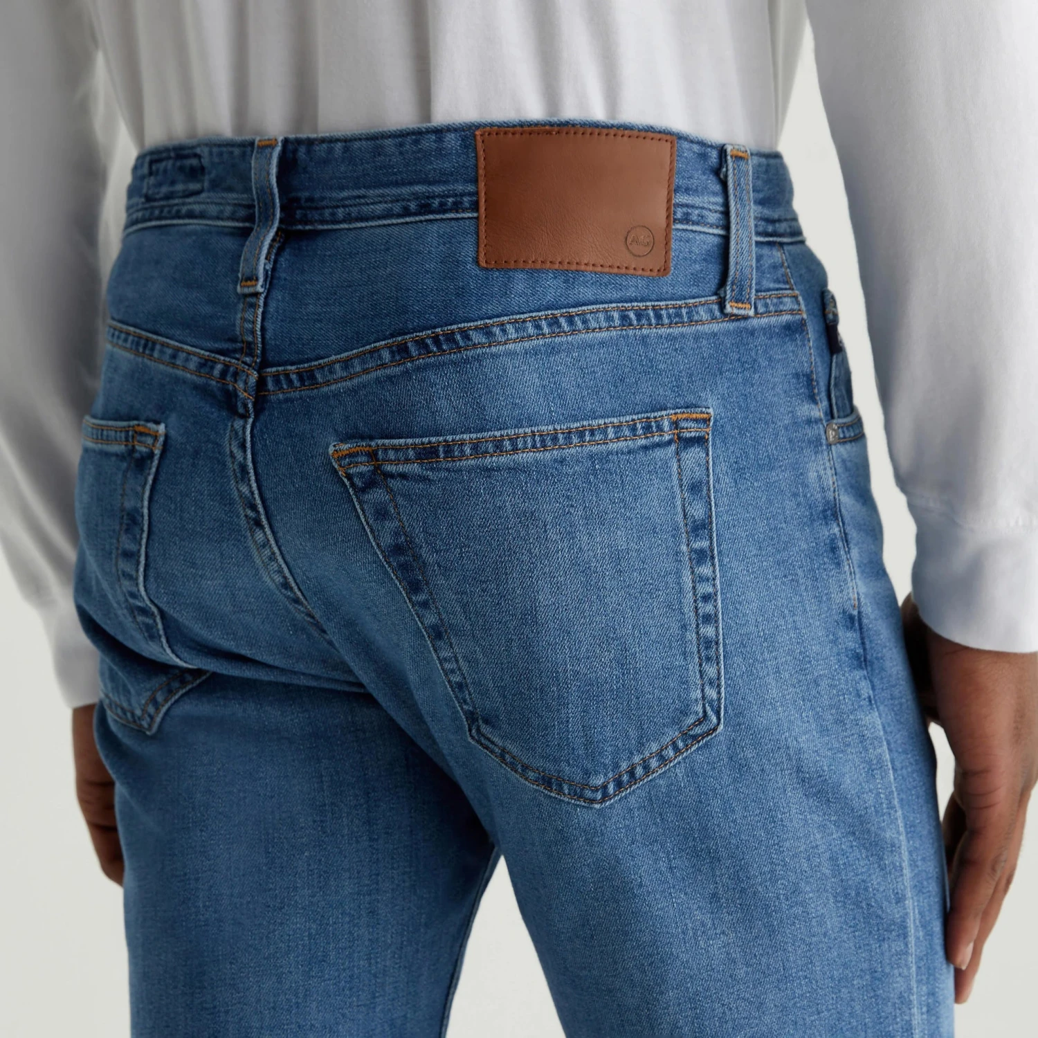 Tailor Mid-Blue Cotton-Lyocell Tellis Modern Slim Fit Japanese Denim - AG 8 Tailor Mid-Blue Cotton-Lyocell Tellis Modern Slim Fit Japanese Denim - AG - Image 6