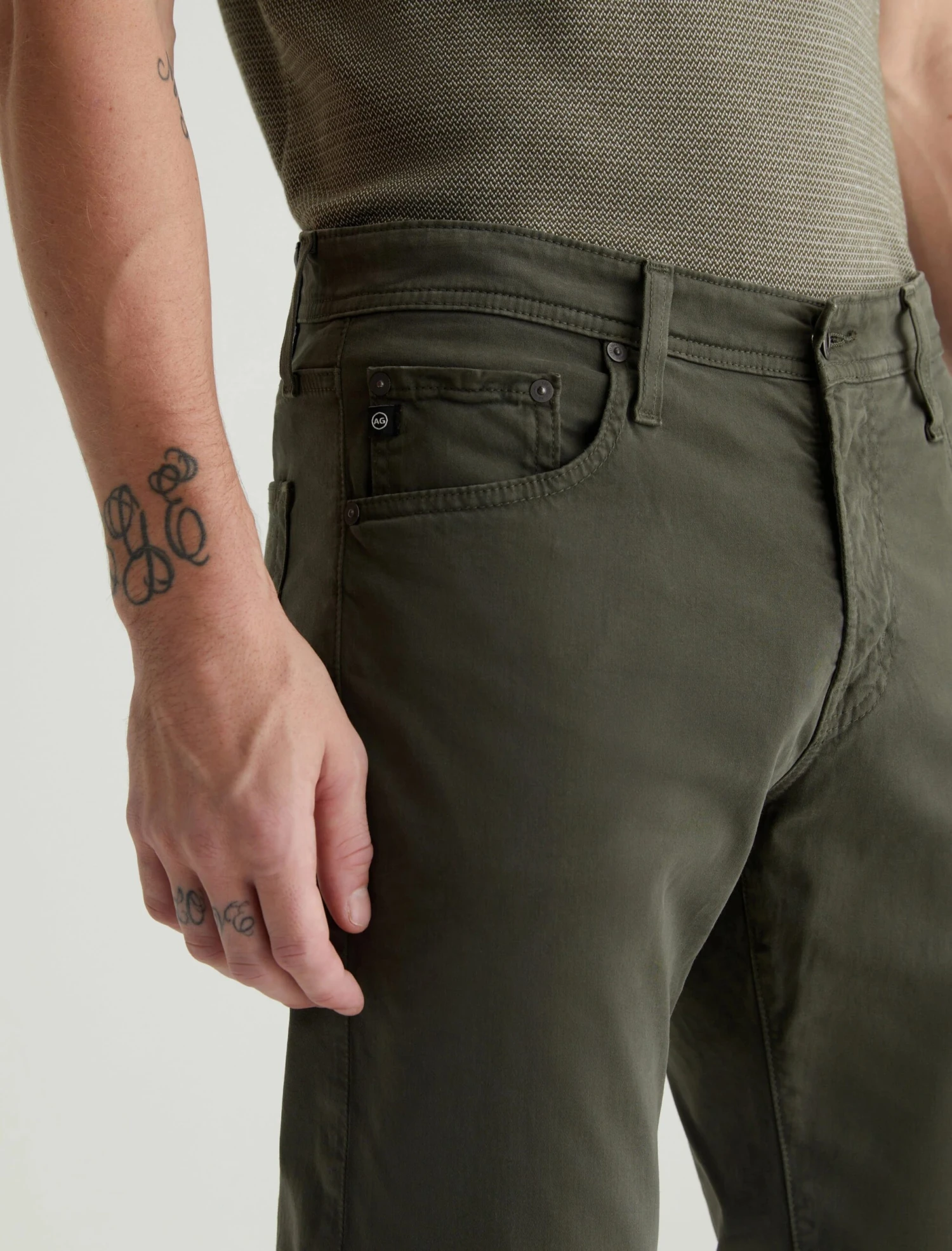 Forest Moss (Green) Sueded Tellis Modern Slim Fit Pants - AG Jeans 4 Forest Moss (Green) Sueded Tellis Modern Slim Fit Pants - AG Jeans - Image 2