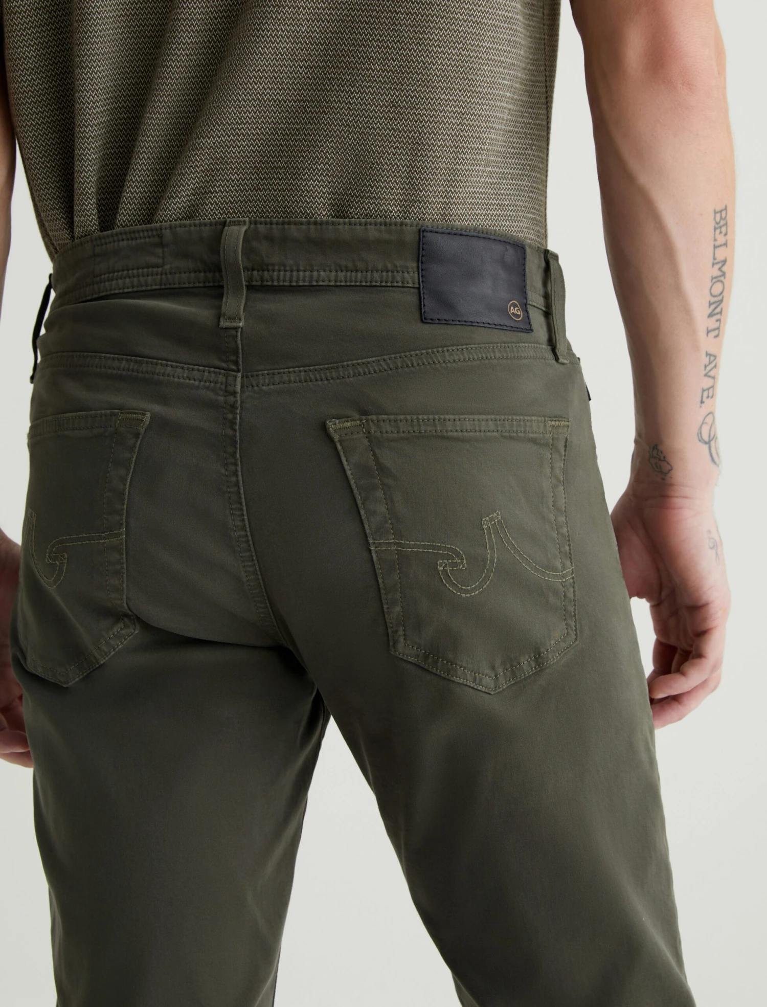 Forest Moss (Green) Sueded Tellis Modern Slim Fit Pants - AG Jeans 7 Forest Moss (Green) Sueded Tellis Modern Slim Fit Pants - AG Jeans - Image 5