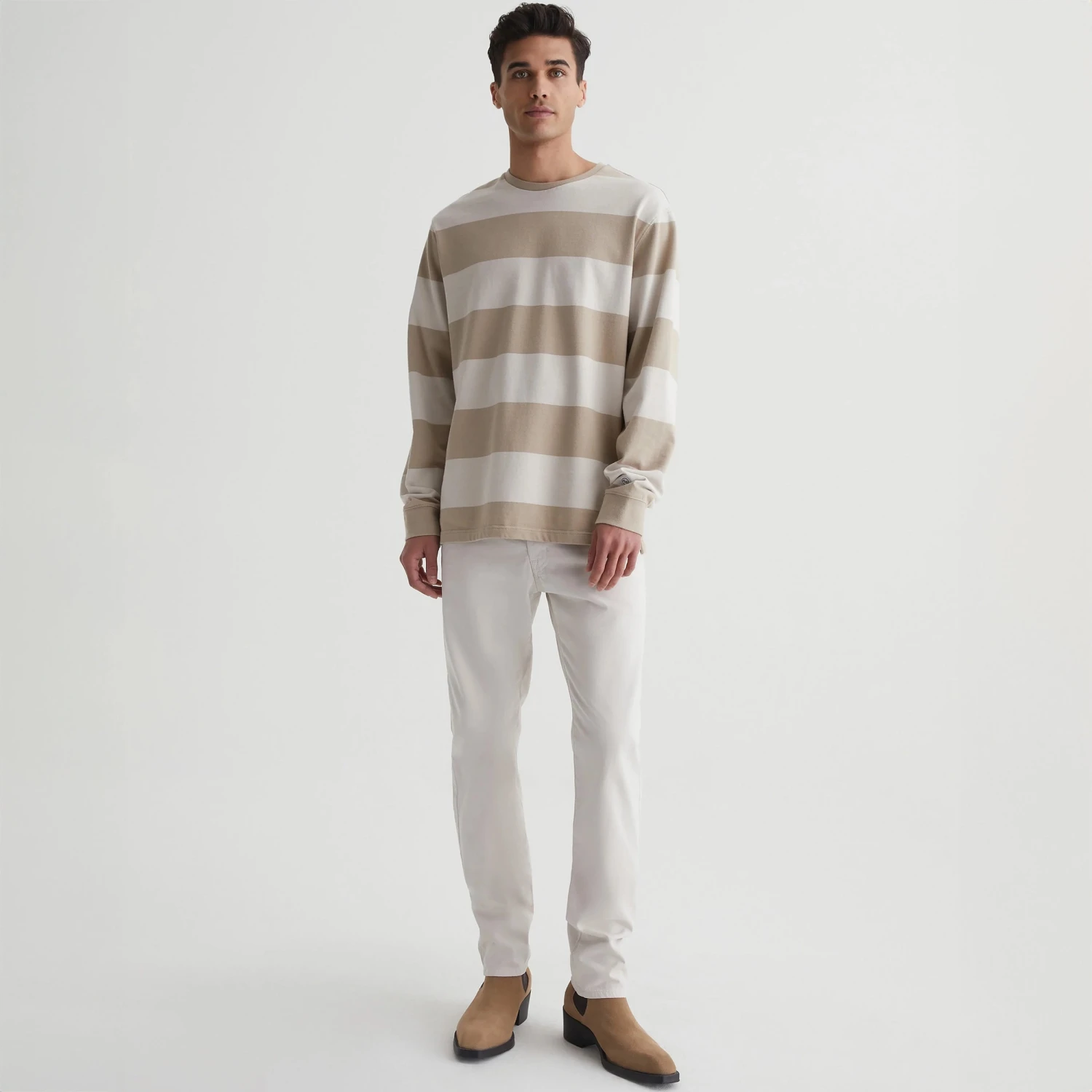 Pebble Creek (Off-White) Modern Slim Tellis Sueded Pants - AG 3 Pebble Creek (Off-White) Modern Slim Tellis Sueded Pants - AG