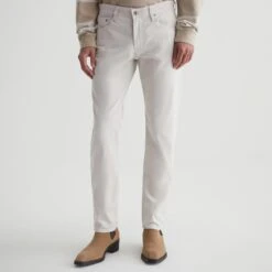 Pebble Creek (Off-White) Modern Slim Tellis Sueded Pants - AG 9 Pebble Creek (Off-White) Modern Slim Tellis Sueded Pants - AG -ETON Store 1783SUDPBLC 2