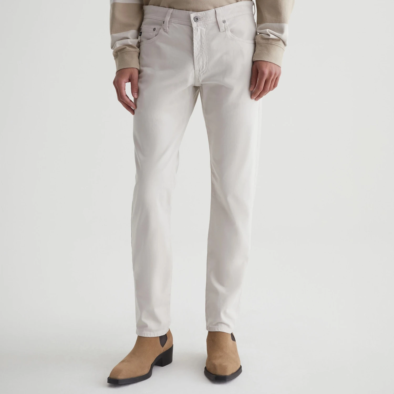 Pebble Creek (Off-White) Modern Slim Tellis Sueded Pants - AG 4 Pebble Creek (Off-White) Modern Slim Tellis Sueded Pants - AG - Image 2
