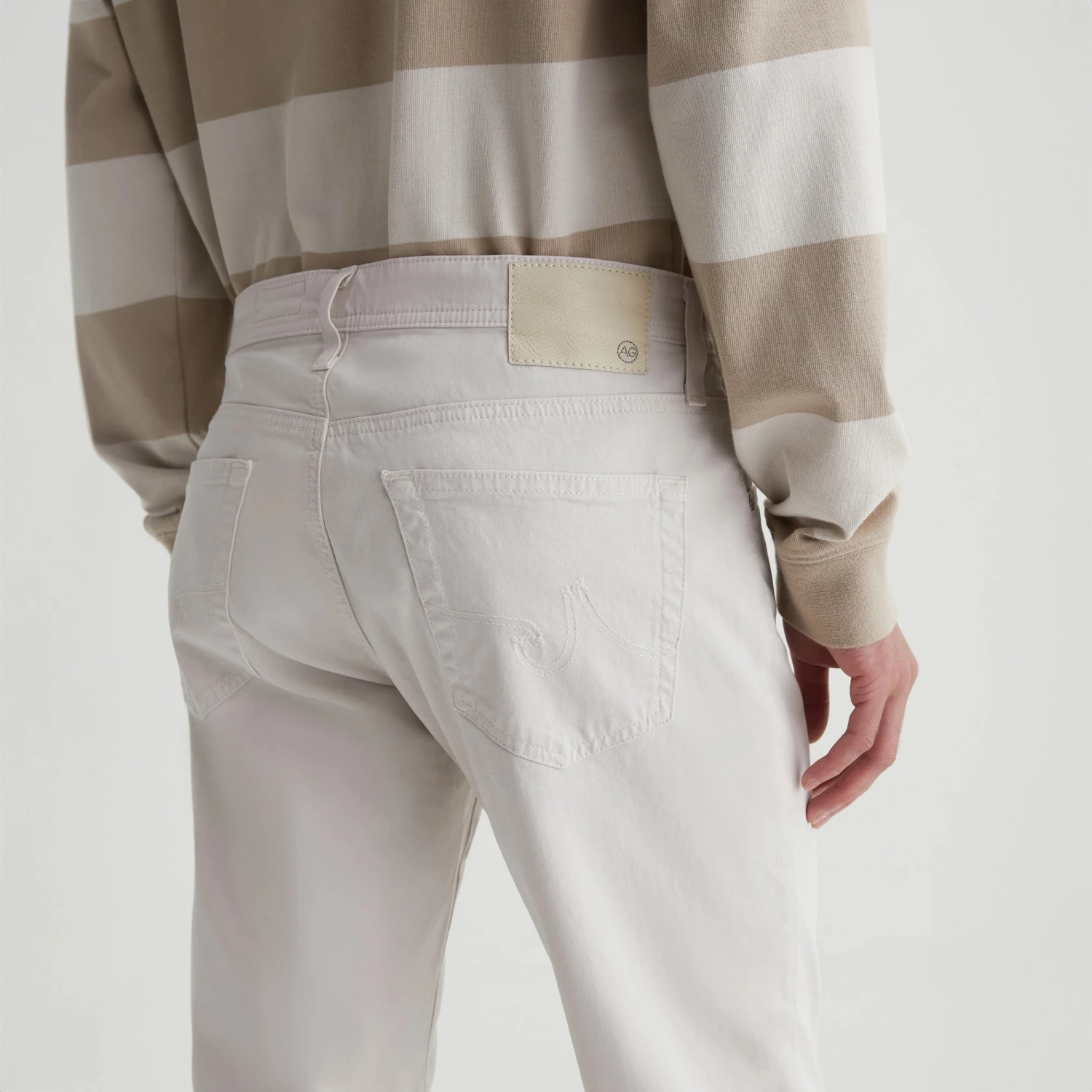 Pebble Creek (Off-White) Modern Slim Tellis Sueded Pants - AG 7 Pebble Creek (Off-White) Modern Slim Tellis Sueded Pants - AG - Image 5