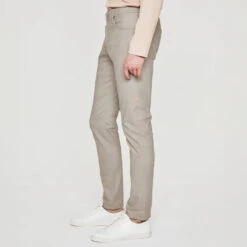 Culver Taupe Herringbone Patterned Modern Slim Tellis Sueded Pants - AG 11 Culver Taupe Herringbone Patterned Modern Slim Tellis Sueded Pants - AG -ETON Store 1783SUDPCUTAMT 4