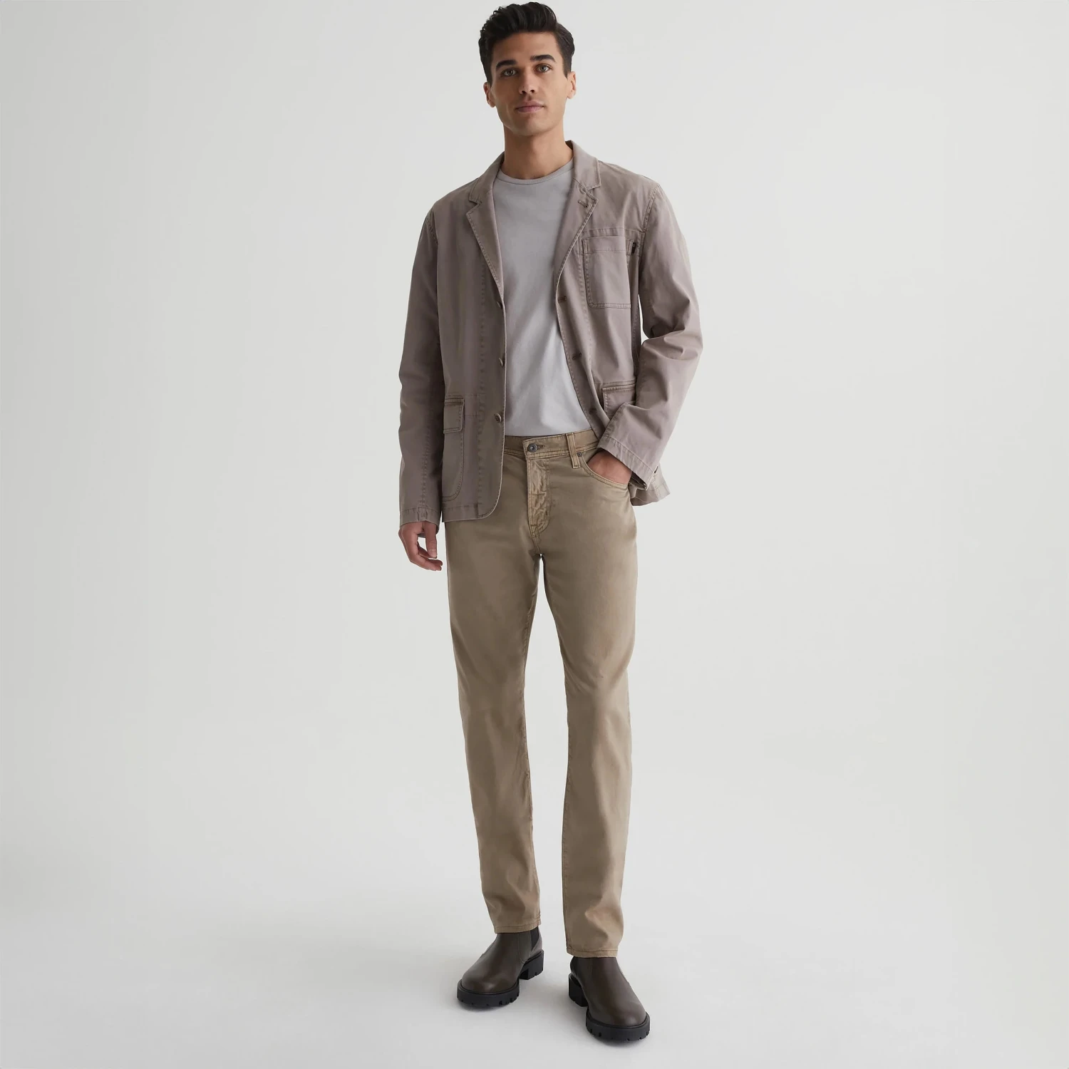 Sulfur Smoked Oak (Tan) Modern Slim Tellis Sueded Pants - AG 4 Sulfur Smoked Oak (Tan) Modern Slim Tellis Sueded Pants - AG - Image 2