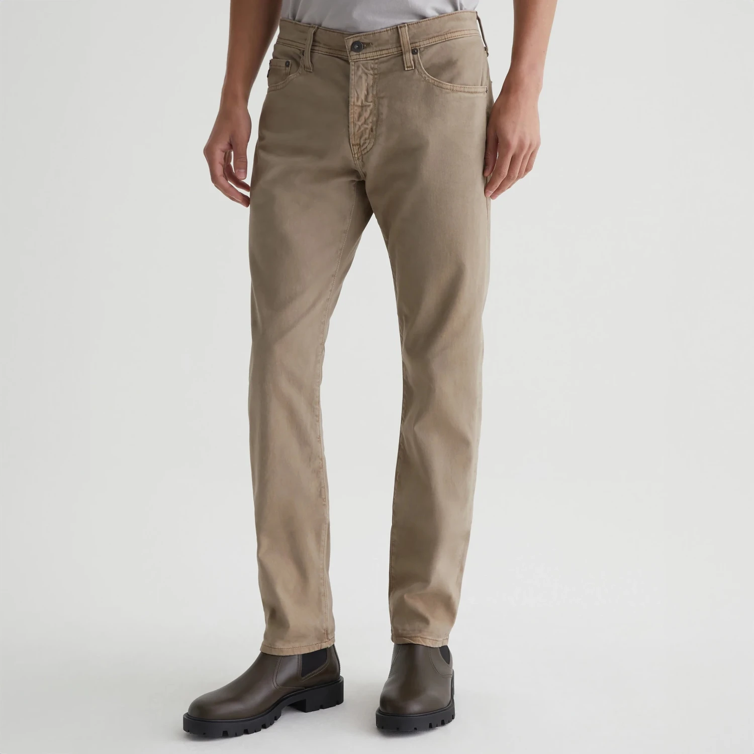 Sulfur Smoked Oak (Tan) Modern Slim Tellis Sueded Pants - AG 3 Sulfur Smoked Oak (Tan) Modern Slim Tellis Sueded Pants - AG