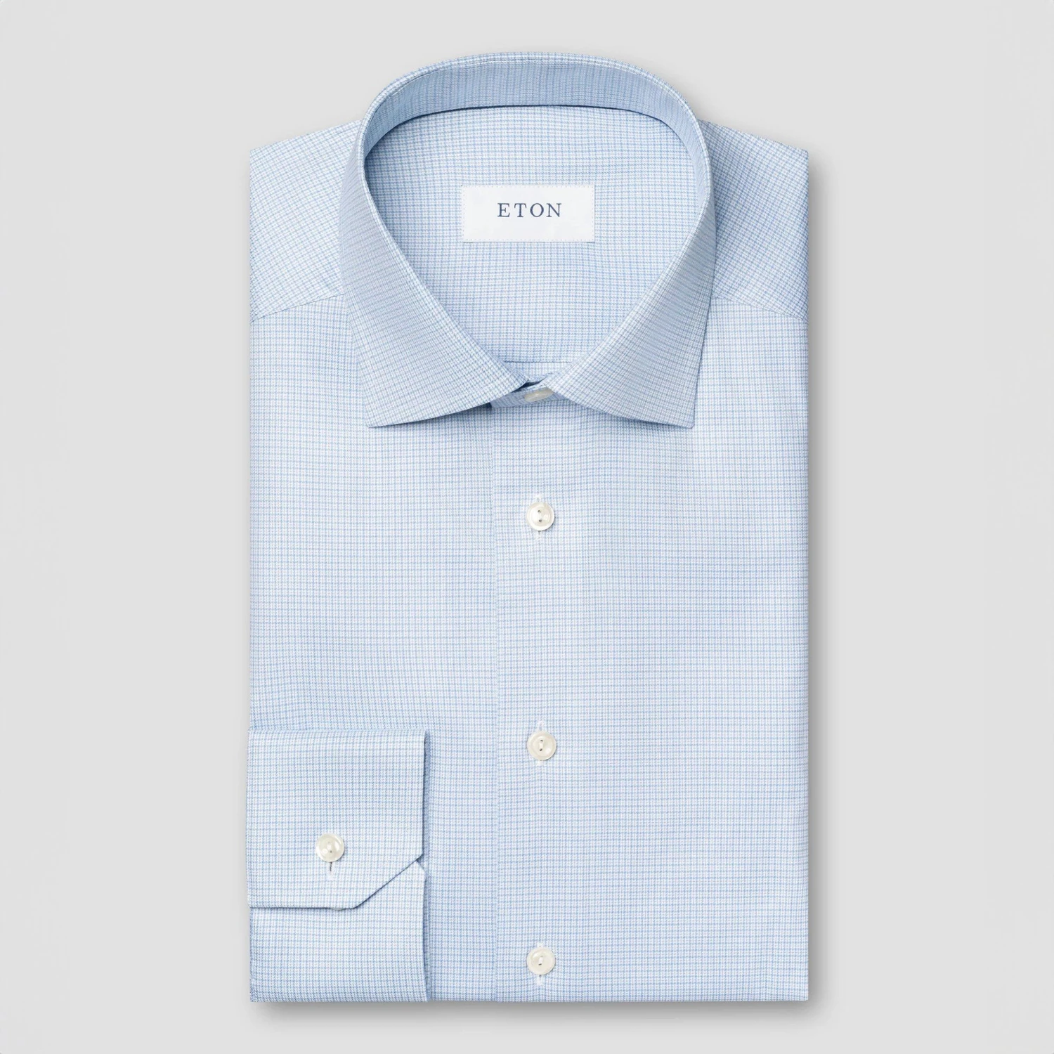 Light Blue Micro Check Cotton Tencel™ Contemporary Fit Shirt - ETON 3 Light Blue Micro Check Cotton Tencel™ Contemporary Fit Shirt - ETON