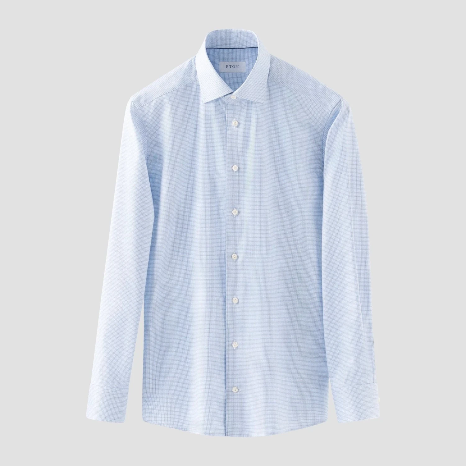 Light Blue Micro Check Cotton Tencel™ Contemporary Fit Shirt - ETON 5 Light Blue Micro Check Cotton Tencel™ Contemporary Fit Shirt - ETON - Image 3