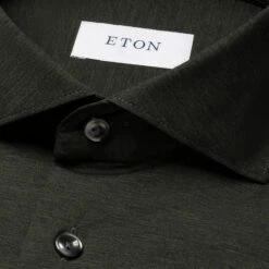 Dark Green Mélange Four-Way Stretch Slim Fit Shirt - ETON 8 Dark Green Mélange Four-Way Stretch Slim Fit Shirt - ETON -ETON Store 18045 3a6ab8ed41 original