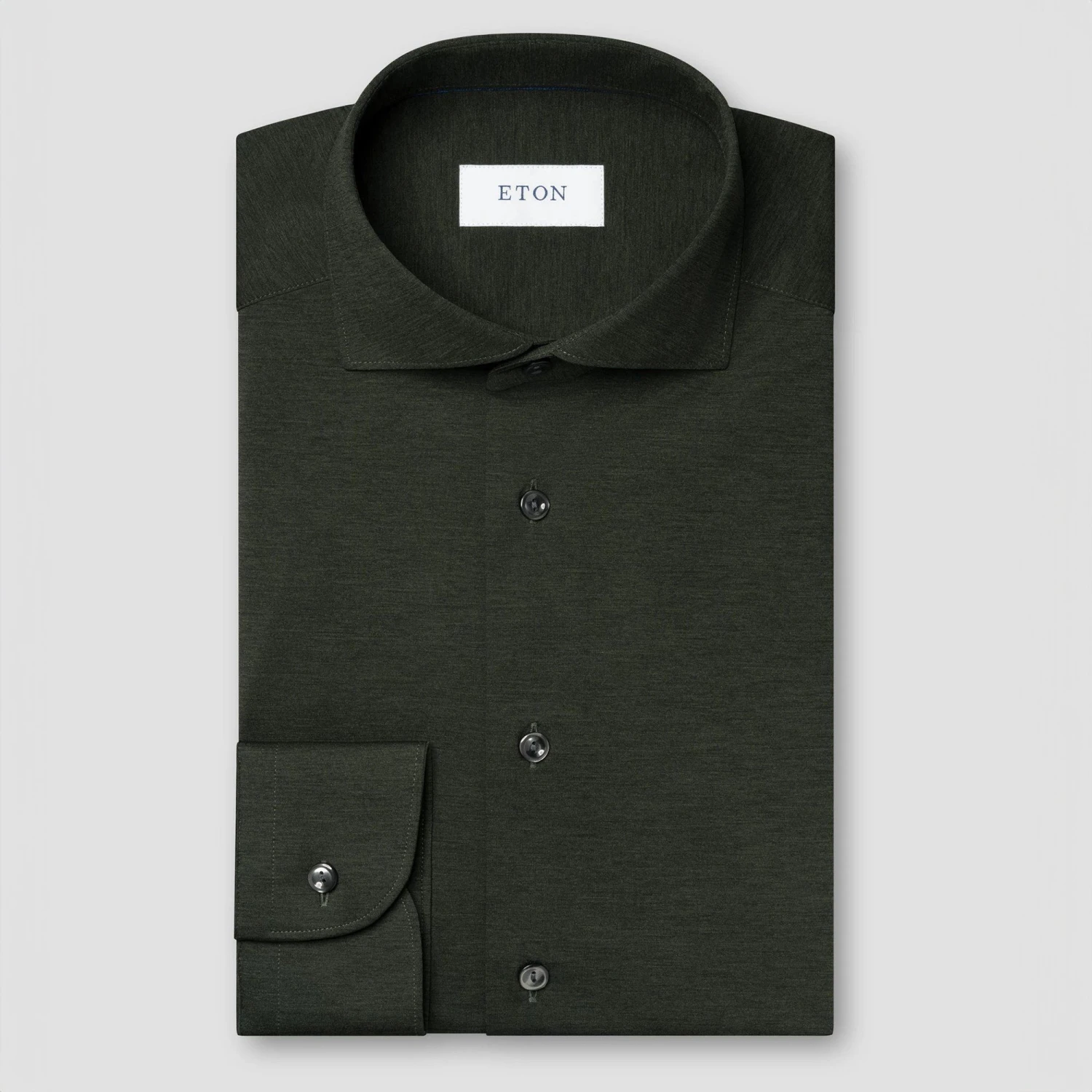 Dark Green Mélange Four-Way Stretch Slim Fit Shirt - ETON 3 Dark Green Mélange Four-Way Stretch Slim Fit Shirt - ETON