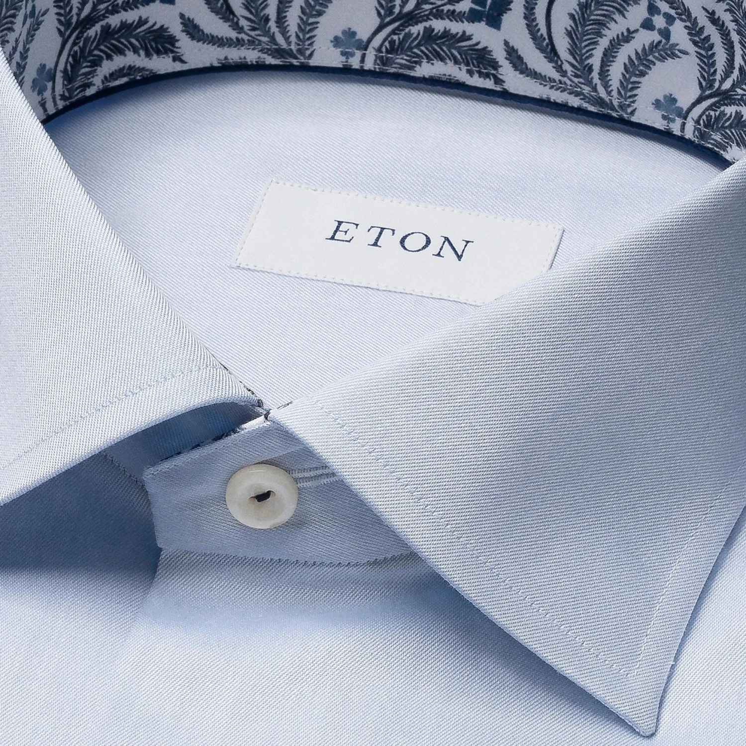 Light Blue Floral Effect Signature Twill Contemporary Fit Shirt - ETON 5 Light Blue Floral Effect Signature Twill Contemporary Fit Shirt - ETON - Image 3