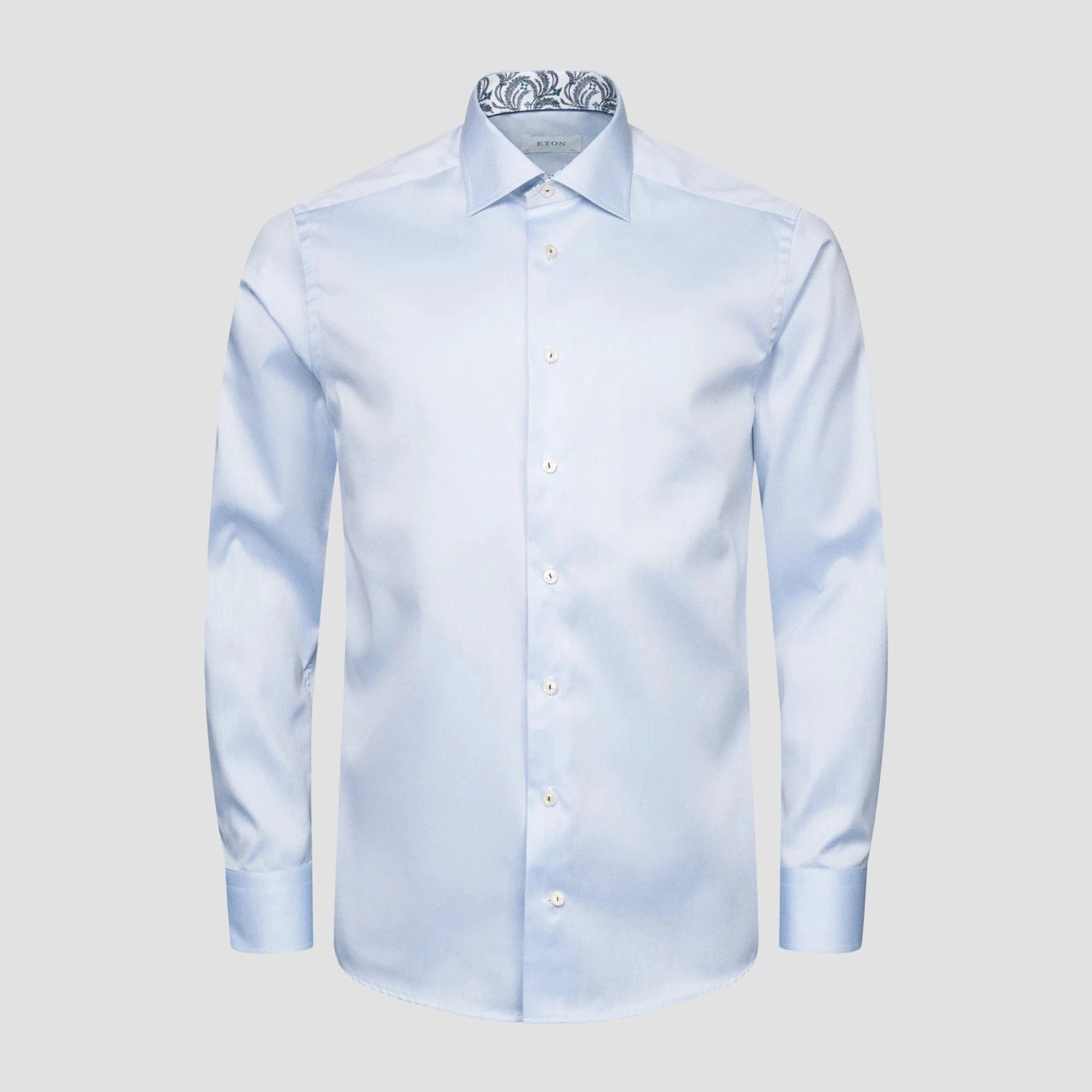 Light Blue Floral Effect Signature Twill Slim Fit Shirt - ETON 4 Light Blue Floral Effect Signature Twill Slim Fit Shirt - ETON - Image 2