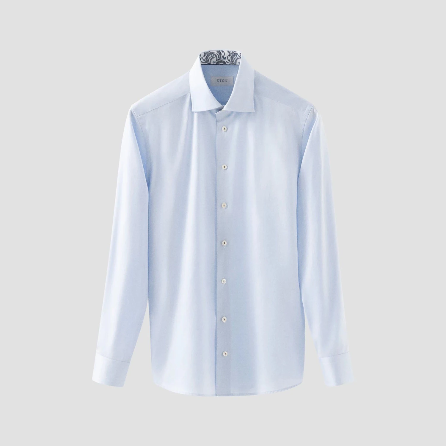 Light Blue Floral Effect Signature Twill Contemporary Fit Shirt - ETON 7 Light Blue Floral Effect Signature Twill Contemporary Fit Shirt - ETON - Image 5
