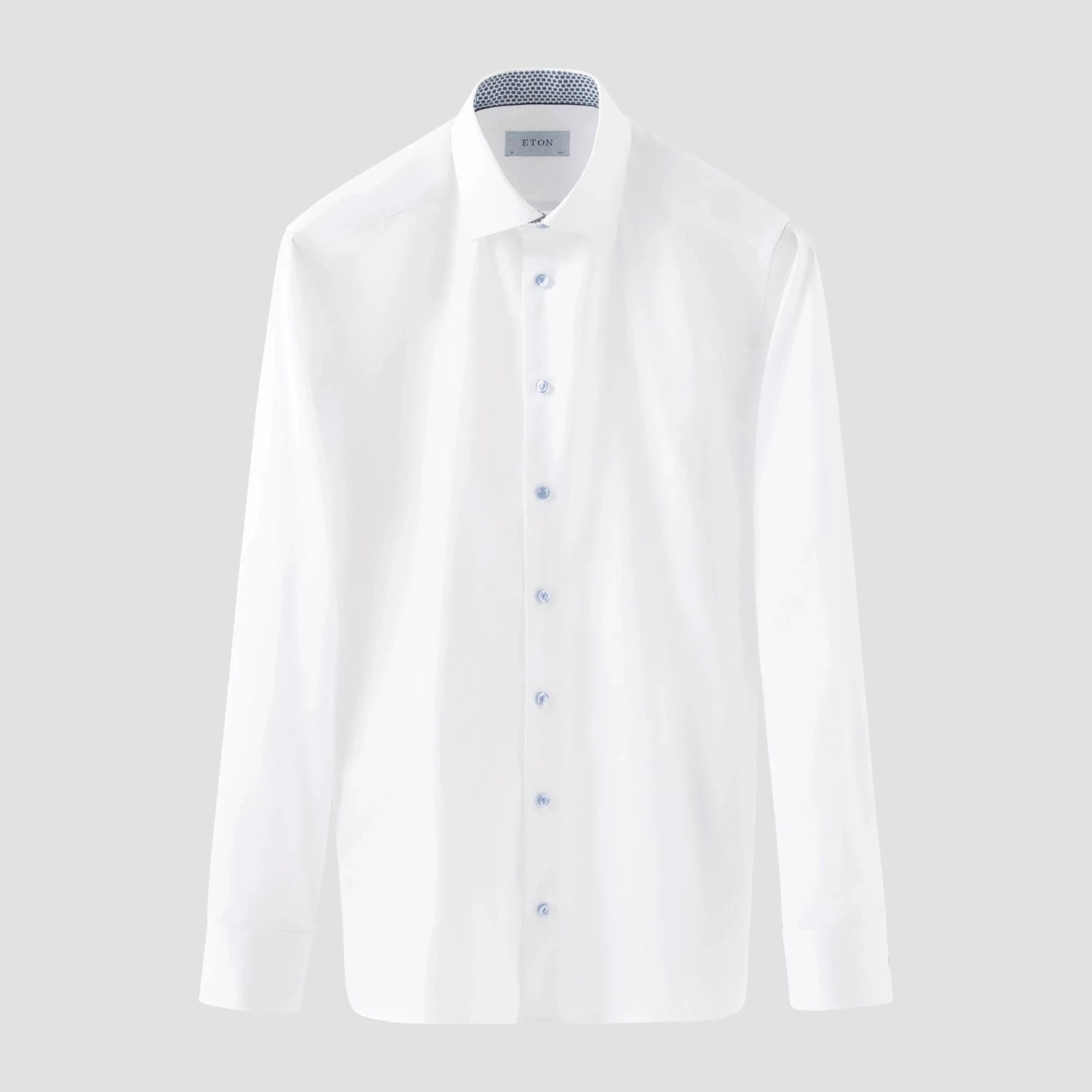 White Geometric Effect Contrast Signature Twill Slim Fit Shirt - ETON 4 White Geometric Effect Contrast Signature Twill Slim Fit Shirt - ETON - Image 2