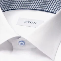 White Geometric Effect Contrast Signature Twill Slim Fit Shirt - ETON 8 White Geometric Effect Contrast Signature Twill Slim Fit Shirt - ETON -ETON Store 18082 d617dd7b34 original