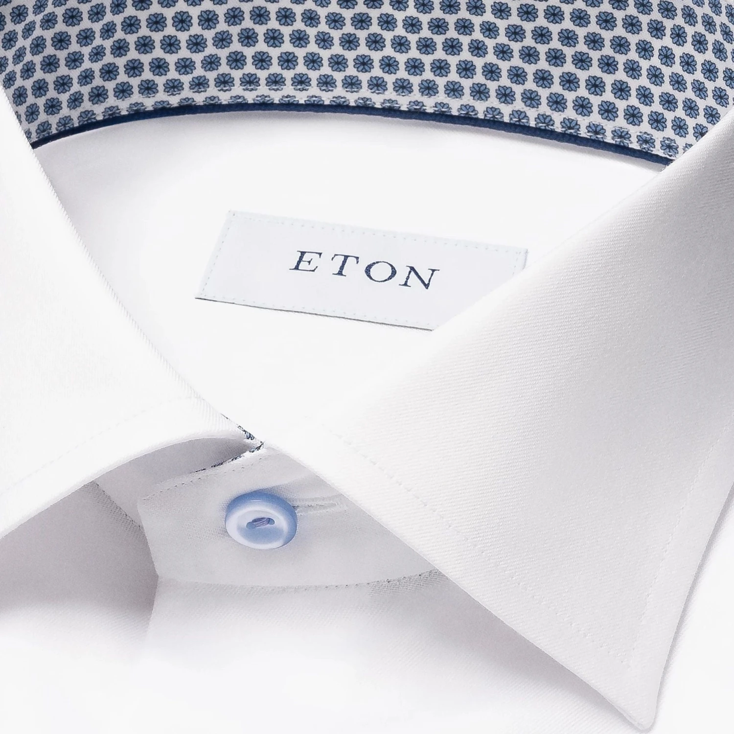 White Geometric Effect Contrast Signature Twill Slim Fit Shirt - ETON 5 White Geometric Effect Contrast Signature Twill Slim Fit Shirt - ETON - Image 3