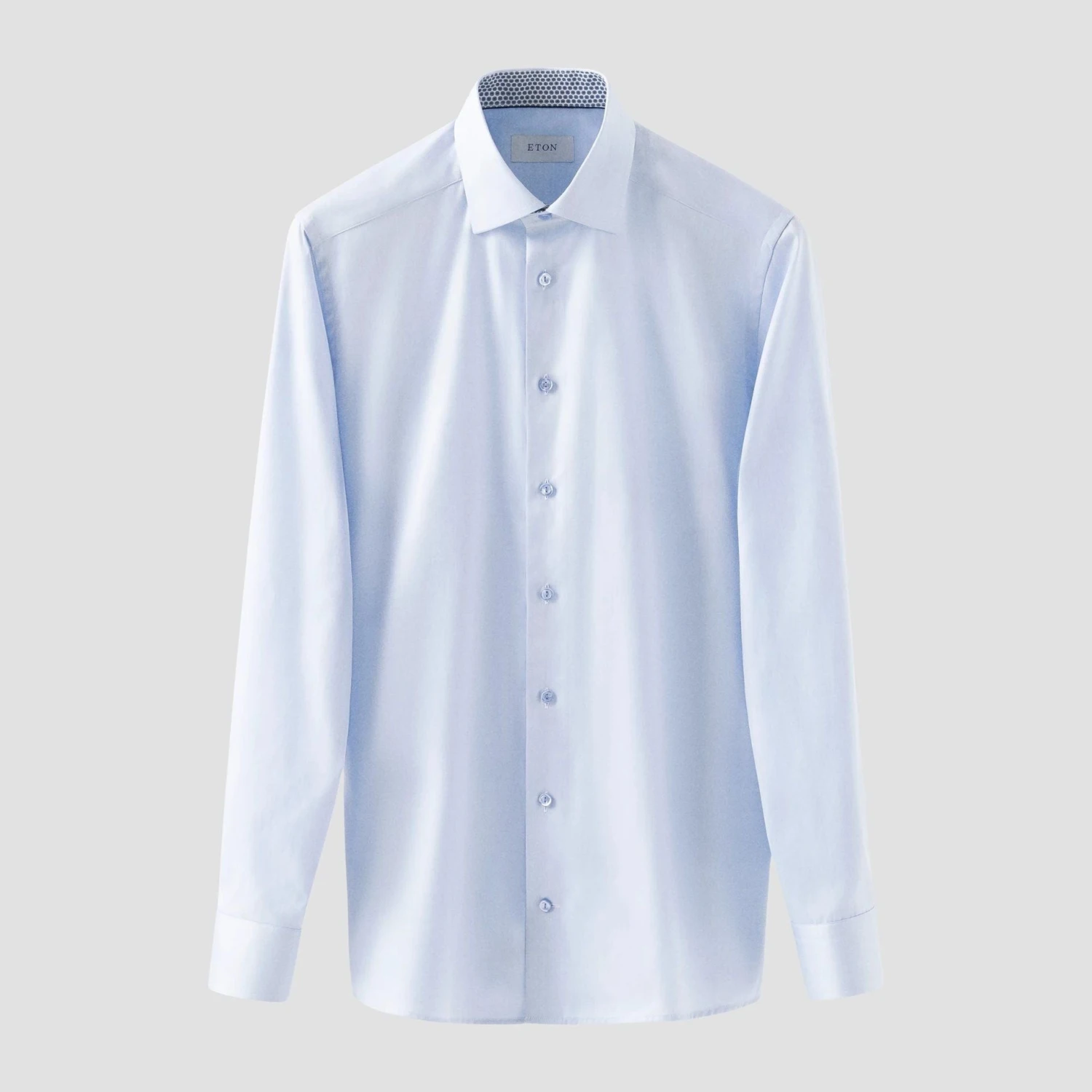 Light Blue Geometric Effect Contrast Signature Twill Slim Fit Shirt - ETON 4 Light Blue Geometric Effect Contrast Signature Twill Slim Fit Shirt - ETON - Image 2