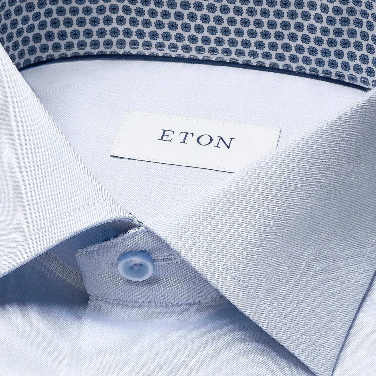 Light Blue Geometric Effect Contrast Signature Twill Slim Fit Shirt - ETON 5 Light Blue Geometric Effect Contrast Signature Twill Slim Fit Shirt - ETON - Image 3