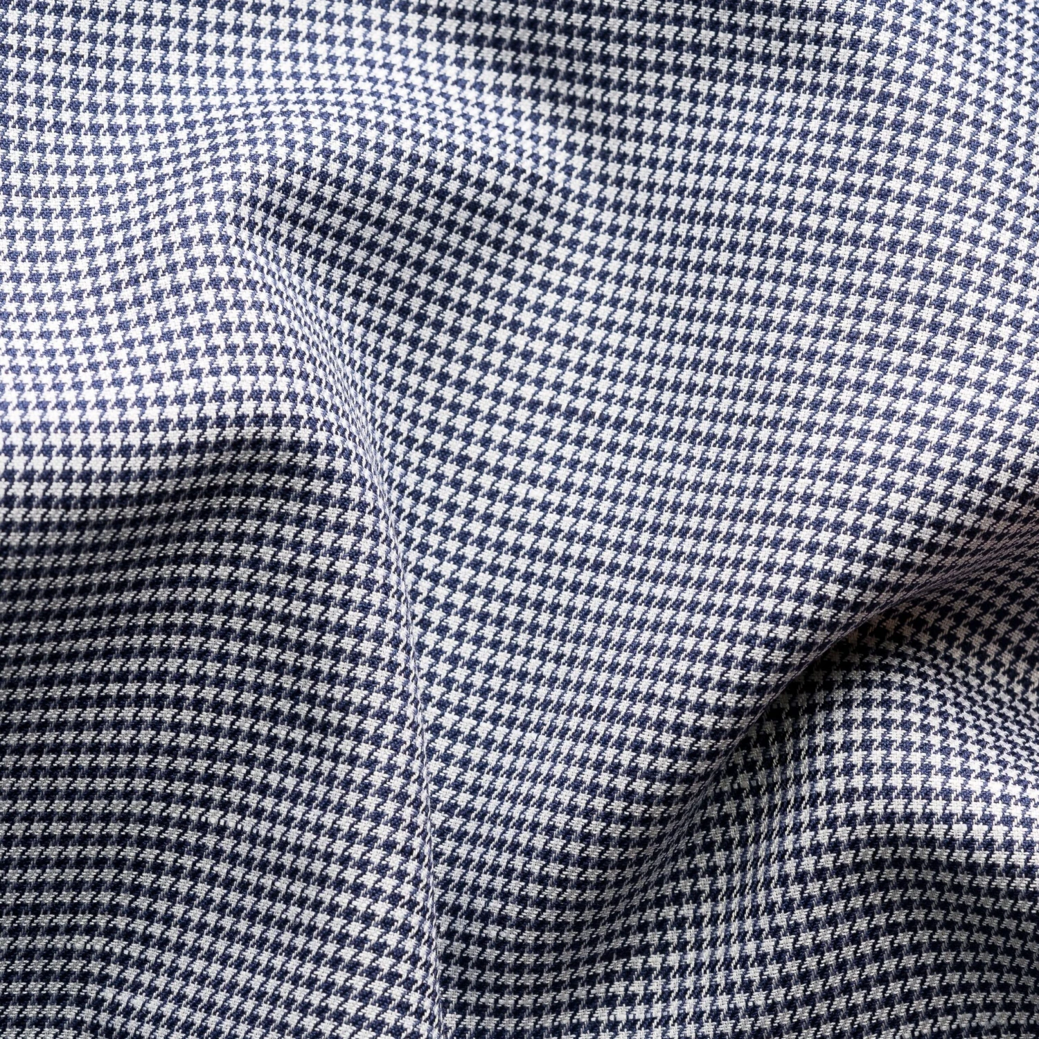 Navy Blue Houndstooth Cotton-Linen Contemporary Fit Shirt - ETON 6 Navy Blue Houndstooth Cotton-Linen Contemporary Fit Shirt - ETON - Image 4
