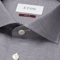 Navy Blue Houndstooth Cotton-Linen Contemporary Fit Shirt - ETON 8 Navy Blue Houndstooth Cotton-Linen Contemporary Fit Shirt - ETON -ETON Store 18297 f53e45b594 large jpg product 10001254529 tshco 1 original