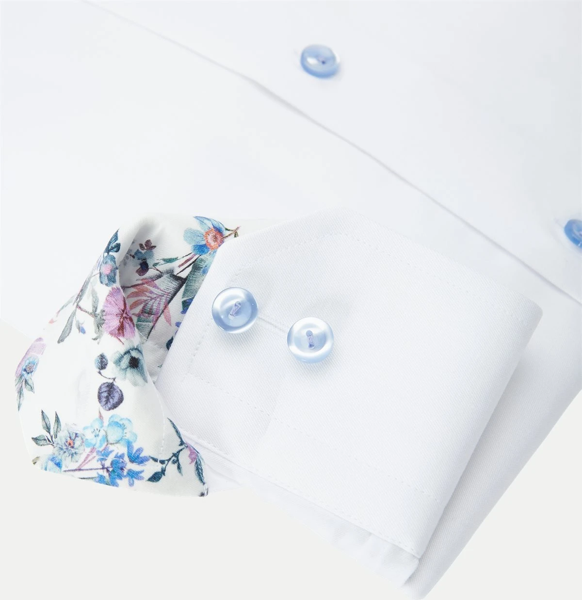 White Floral Print Effect Solid Signature Twill Slim Fit Shirt - ETON 5 White Floral Print Effect Solid Signature Twill Slim Fit Shirt - ETON - Image 3