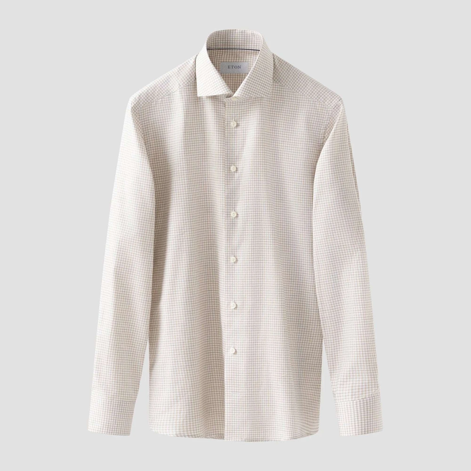 Beige Check Signature Oxford Contemporary Fit Shirt - ETON 5 Beige Check Signature Oxford Contemporary Fit Shirt - ETON - Image 3