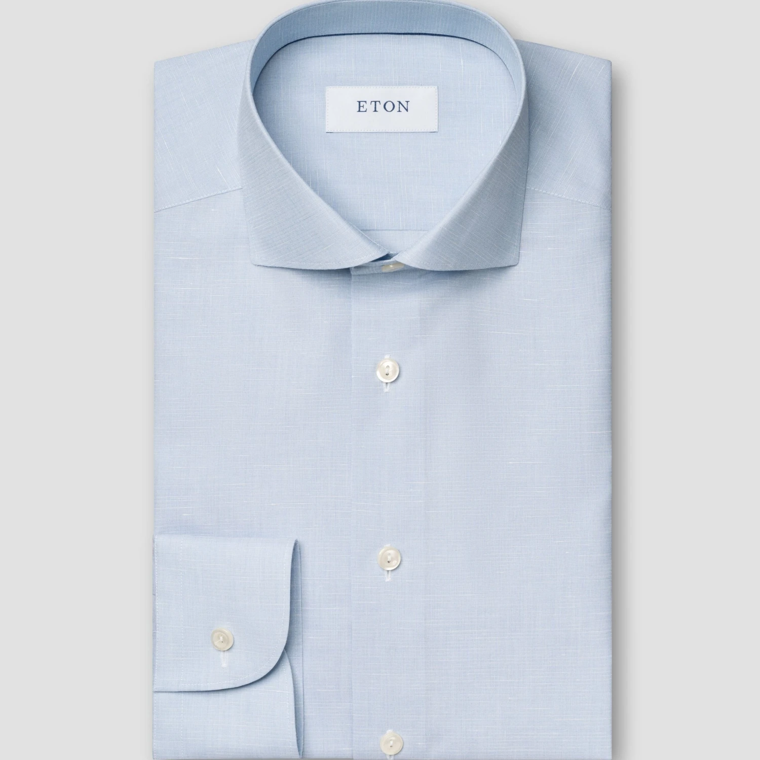 Light Blue Cotton-Linen Slim Fit Shirt - ETON 3 Light Blue Cotton-Linen Slim Fit Shirt - ETON