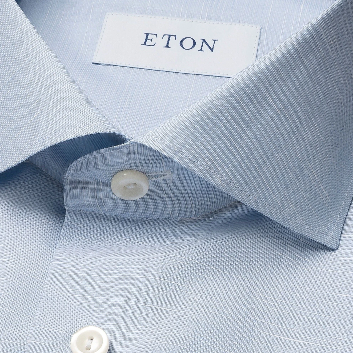 Light Blue Cotton-Linen Slim Fit Shirt - ETON 4 Light Blue Cotton-Linen Slim Fit Shirt - ETON - Image 2