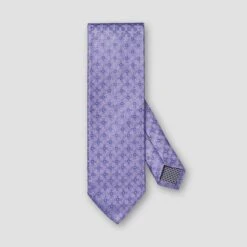 ETON Mid Purple Geometric Pattern Woven Silk Tie