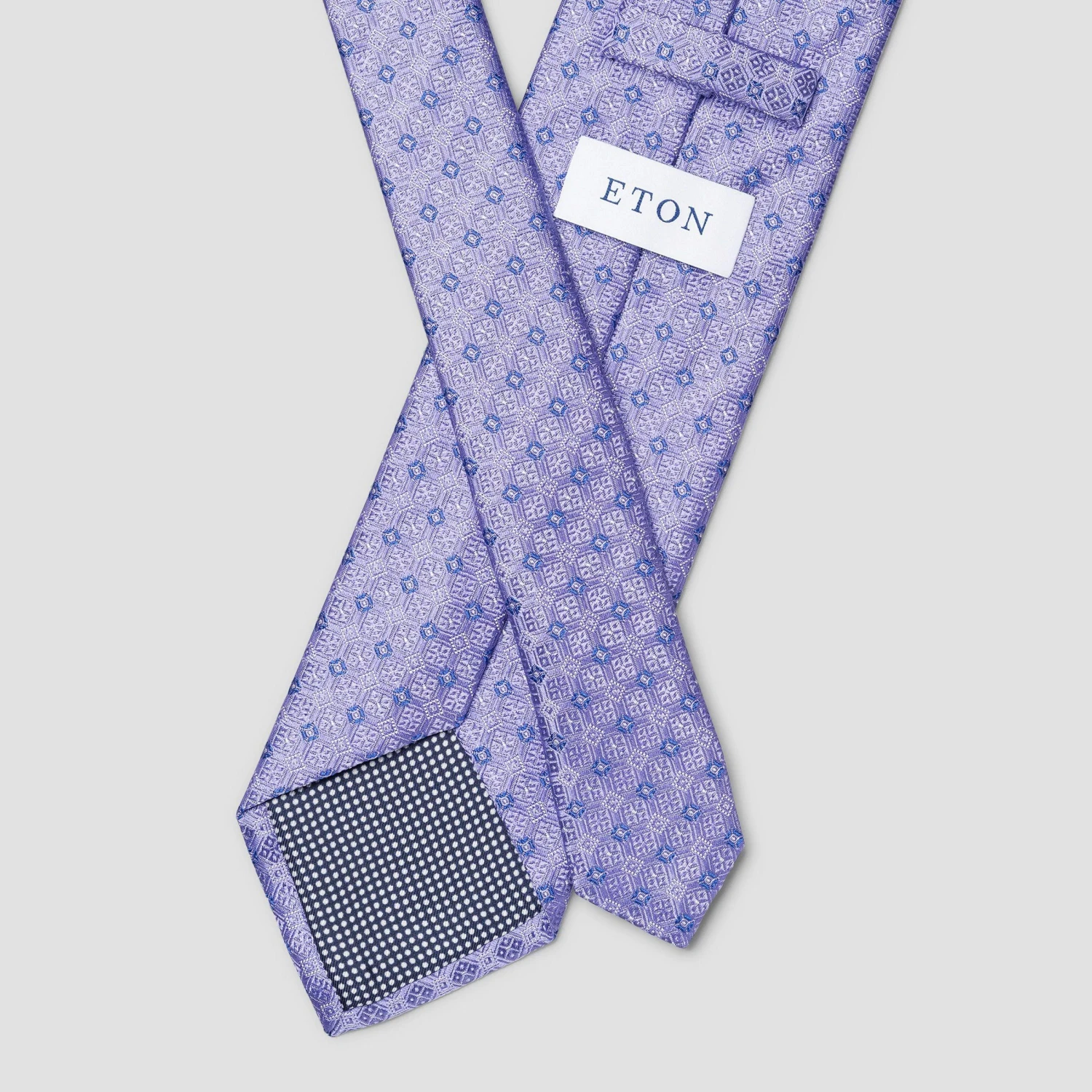 ETON Mid Purple Geometric Pattern Woven Silk Tie 5 ETON Mid Purple Geometric Pattern Woven Silk Tie - Image 3