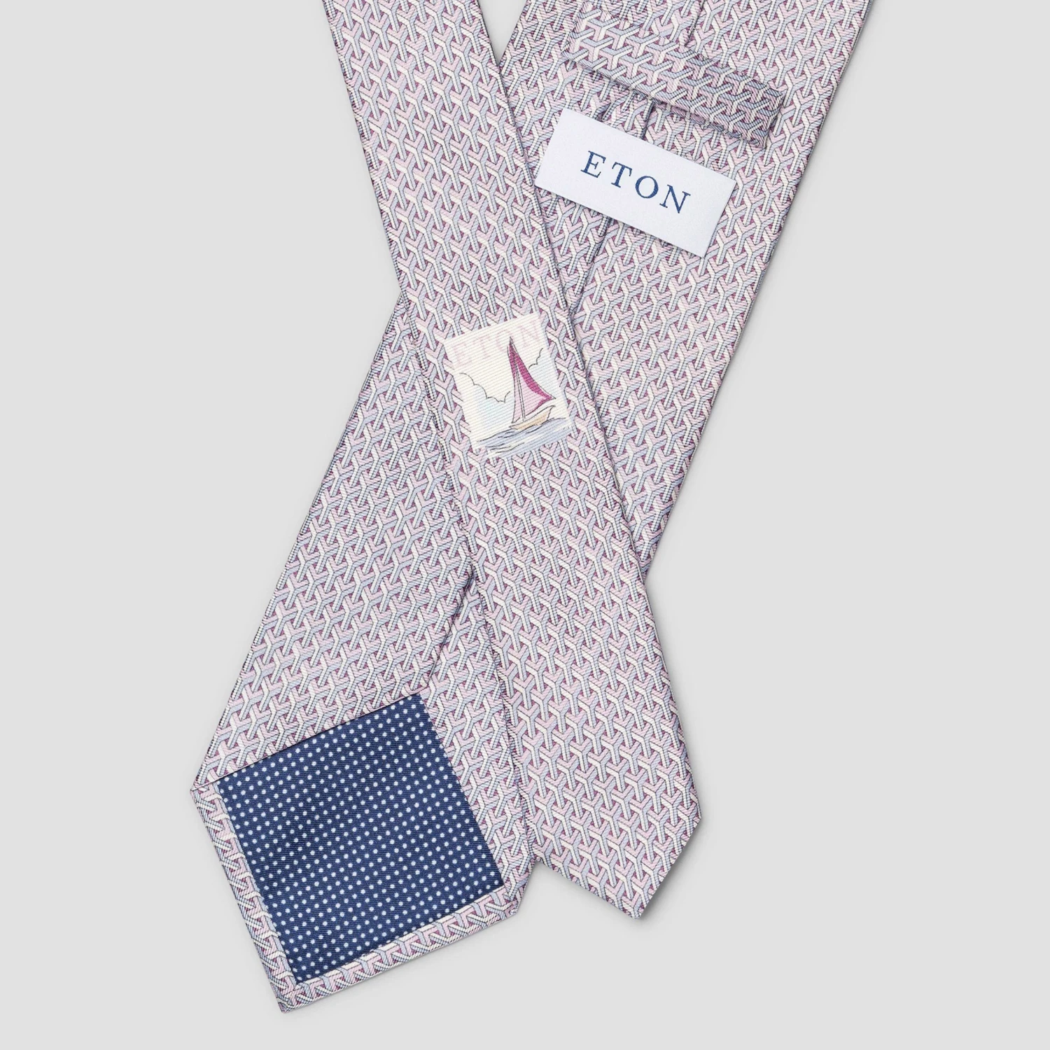 Pink & Blue Geometric Print Silk Tie - ETON 4 Pink & Blue Geometric Print Silk Tie - ETON - Image 2