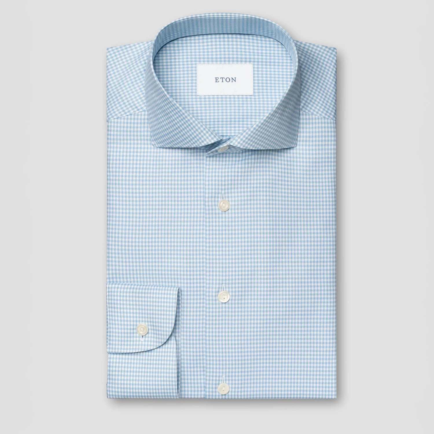 Light Blue Check Signature Oxford Contemporary Fit Shirt - ETON 3 Light Blue Check Signature Oxford Contemporary Fit Shirt - ETON