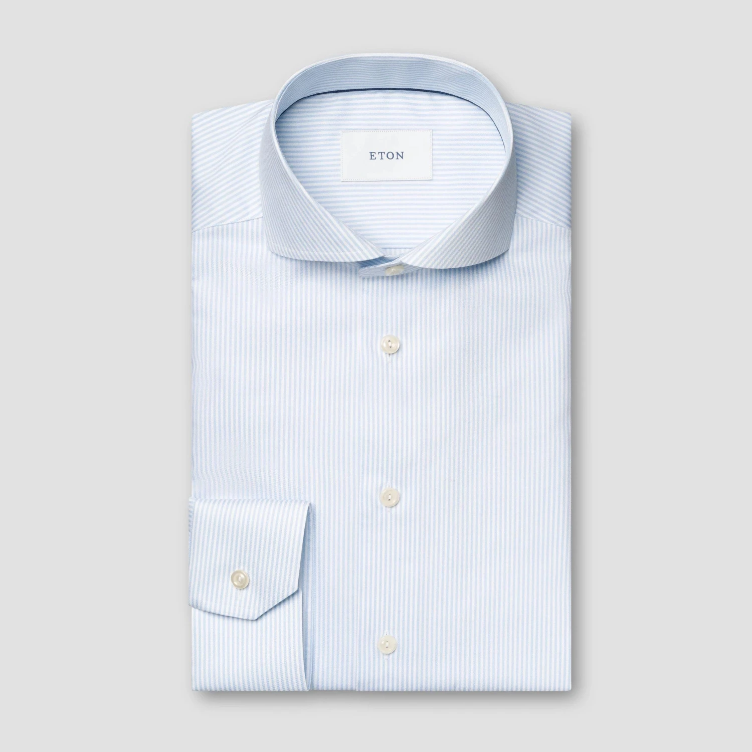 Light Blue Bengal Striped Cotton Lyocell Slim Fit Shirt - ETON 3 Light Blue Bengal Striped Cotton Lyocell Slim Fit Shirt - ETON