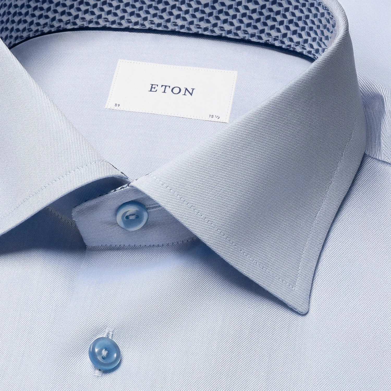 Blue Solid Geometric Effect Signature Twill Slim Fit Shirt - ETON 4 Blue Solid Geometric Effect Signature Twill Slim Fit Shirt - ETON - Image 2