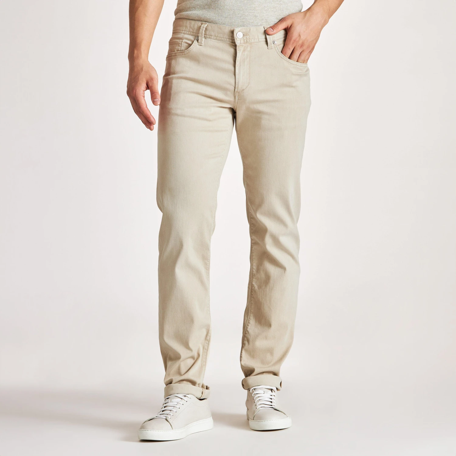 Light Beige Tencel-Cotton Regular Fit (Pipe) Jeans - ALBERTO 5 Light Beige Tencel-Cotton Regular Fit (Pipe) Jeans - ALBERTO - Image 3