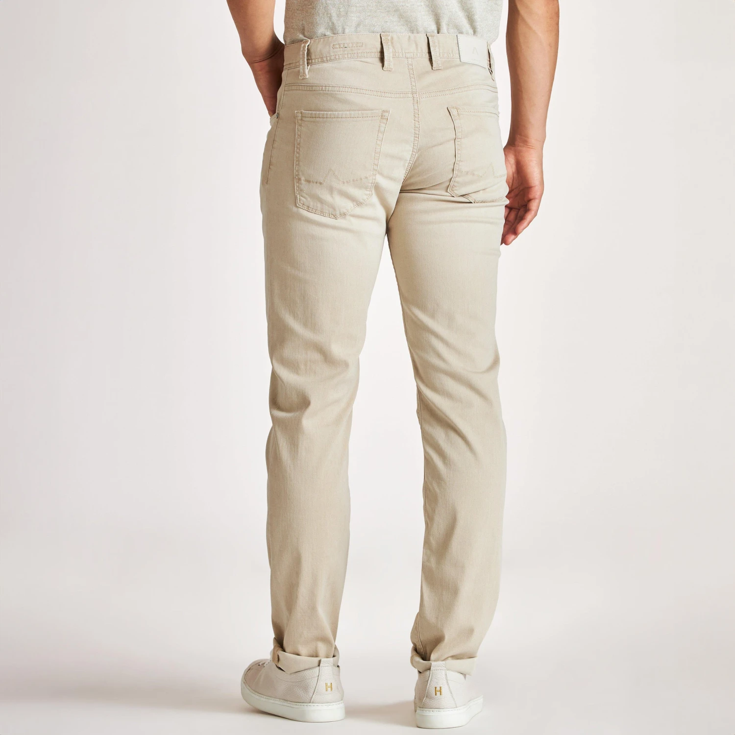 Light Beige Tencel-Cotton Regular Fit (Pipe) Jeans - ALBERTO 6 Light Beige Tencel-Cotton Regular Fit (Pipe) Jeans - ALBERTO - Image 4