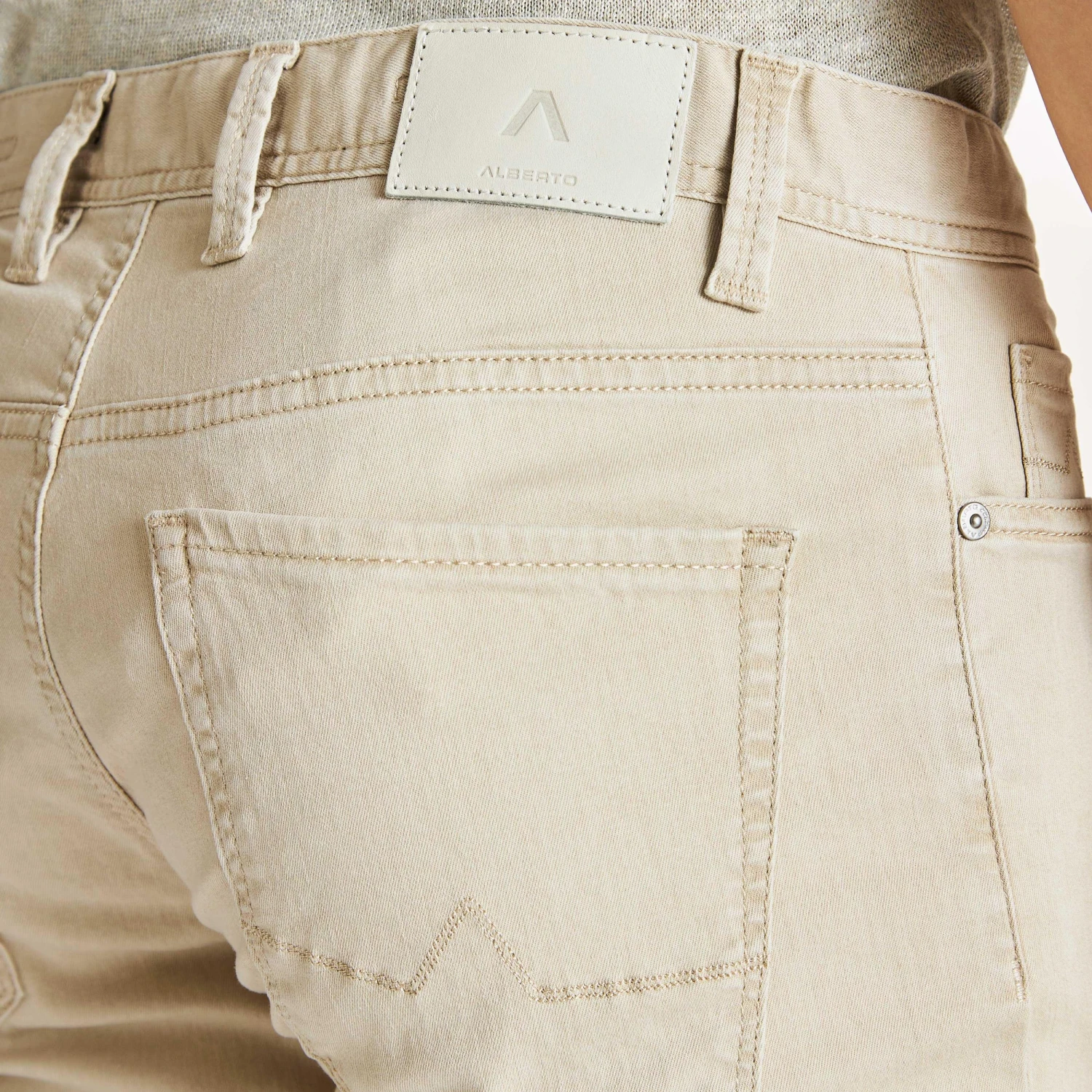 Light Beige Tencel-Cotton Regular Fit (Pipe) Jeans - ALBERTO 7 Light Beige Tencel-Cotton Regular Fit (Pipe) Jeans - ALBERTO - Image 5